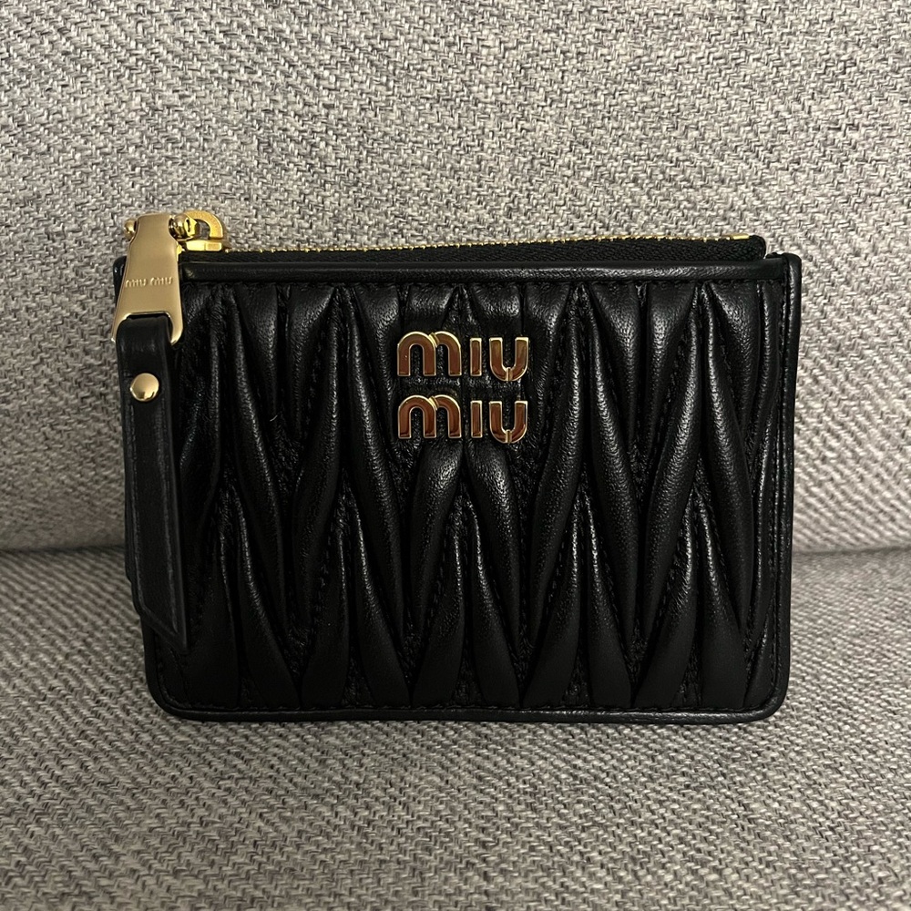 Miu Miu Black Quilted Leather Pouch